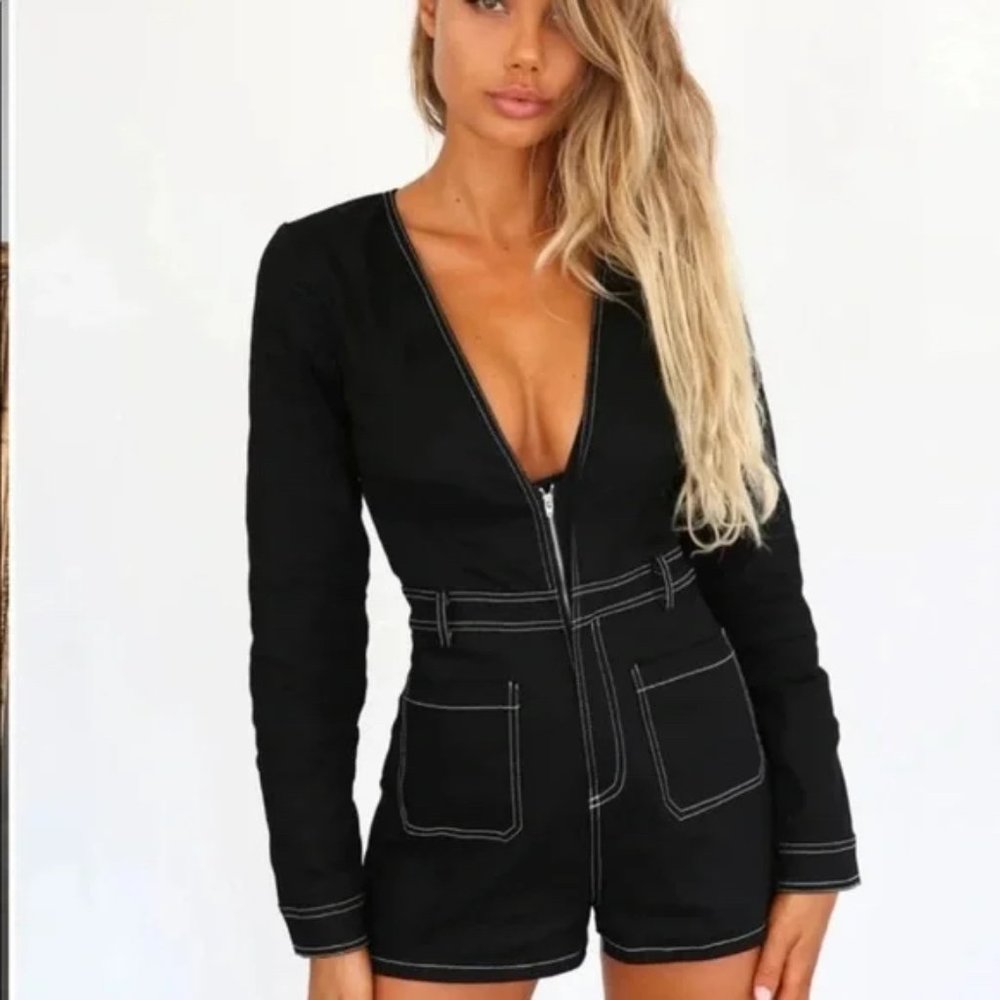 Black Denim Romper/Jumpsuit